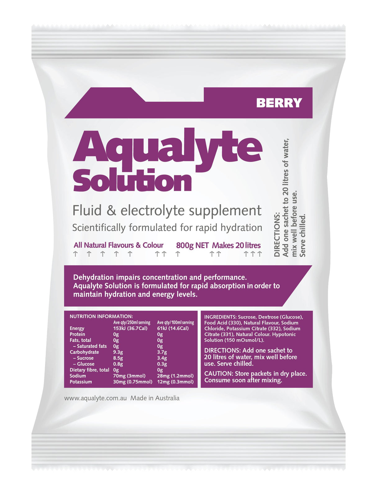 Aqualyte Hydration Powder - 800g Sachets