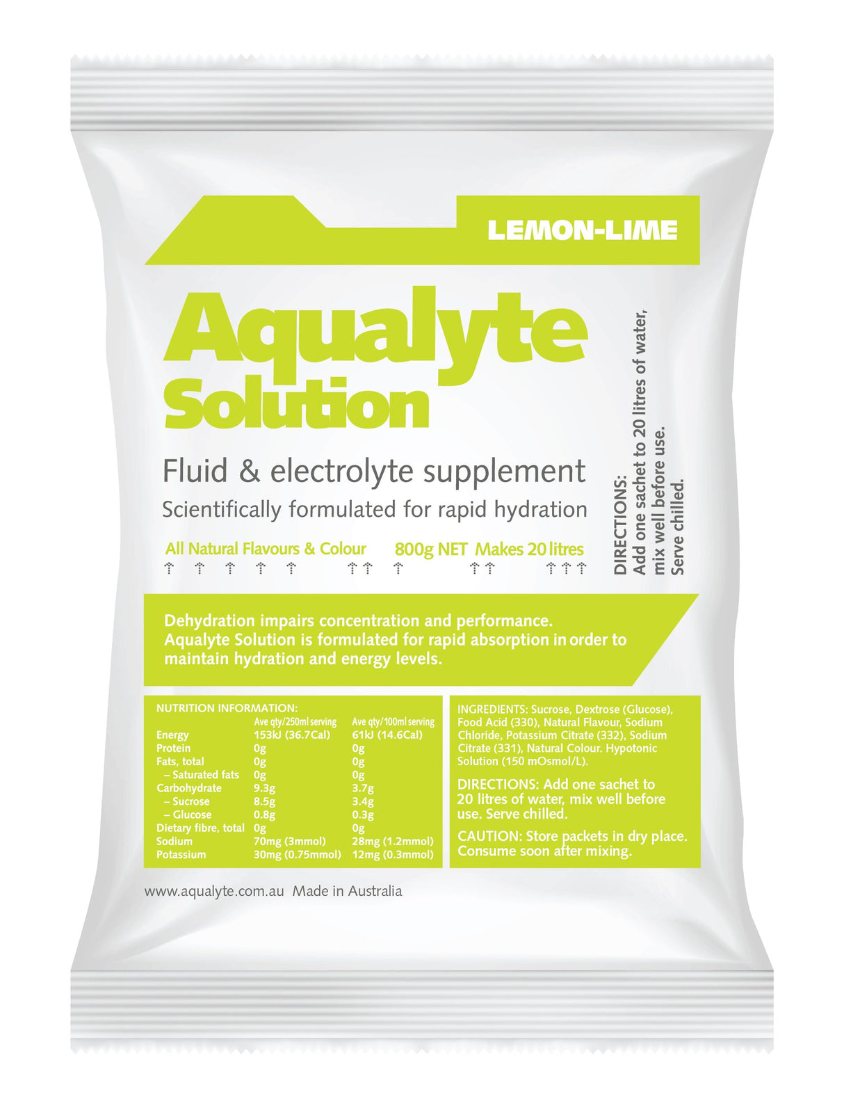 Aqualyte Hydration Powder - 800g Sachets