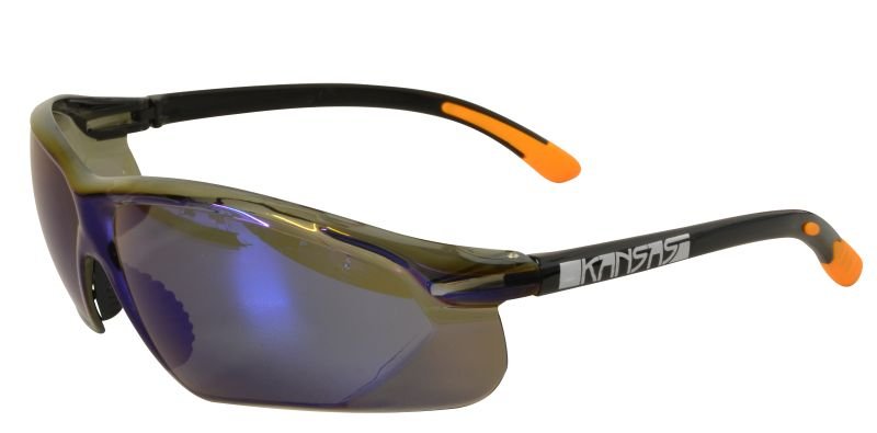 KANSAS Safety Glasses with Anti-Fog - Blue Mirror Lens