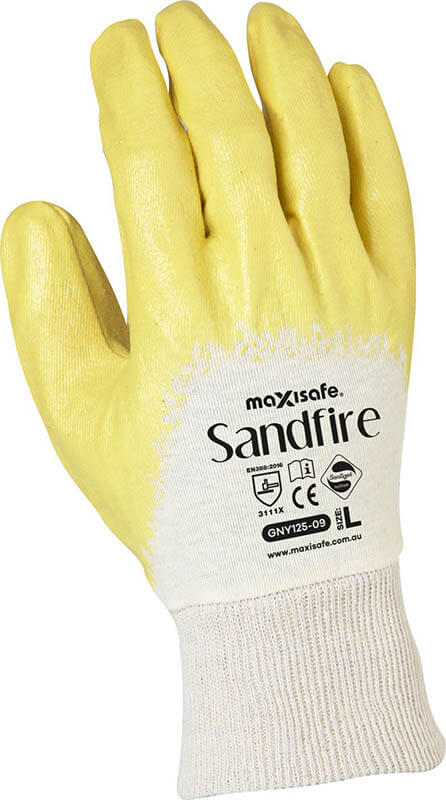 Sandfire Yellow Nitrile 3/4 Dipped Jersey Glove