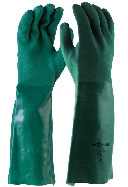 Maxisafe Green Double Dipped PVC Gauntlet - 45cm