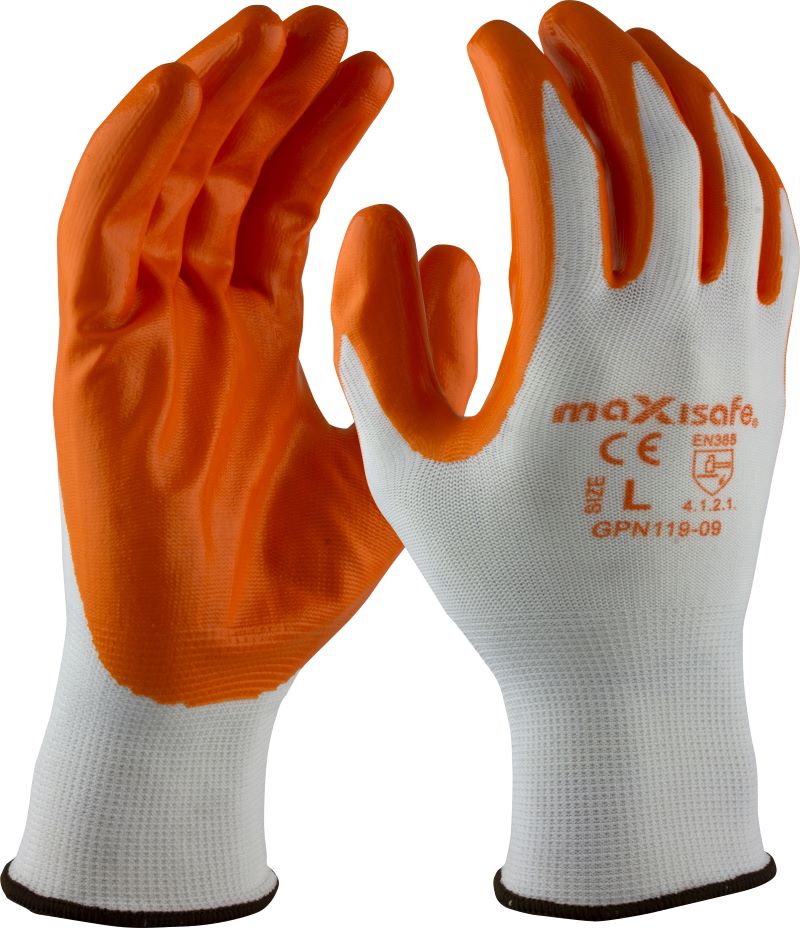 Maxisafe Orange Nitrile Coated Polyester Glove