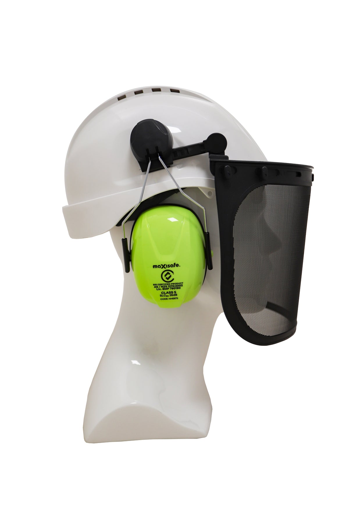 Maxisafe Forestry Kit - White Helmet with Mesh Visor & Muffs