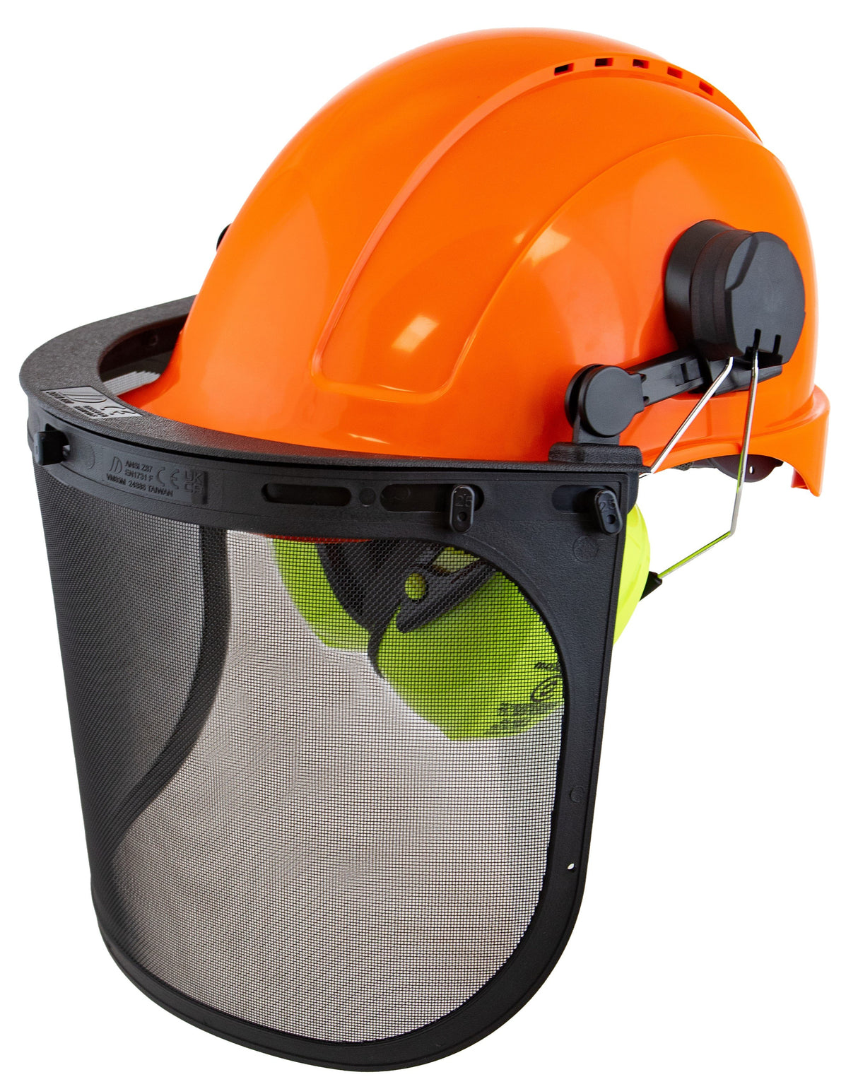 Forestry Kit - Orange Helmet with Mesh Visor & Muff