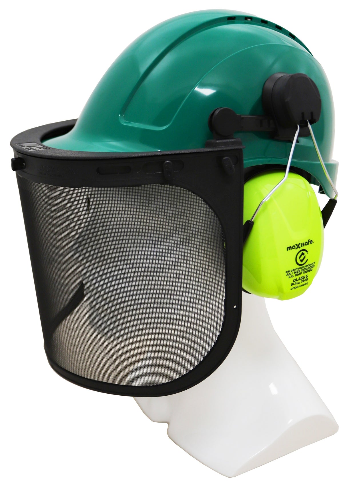 Forestry Kit - Green Helmet with Mesh Visor & Muff