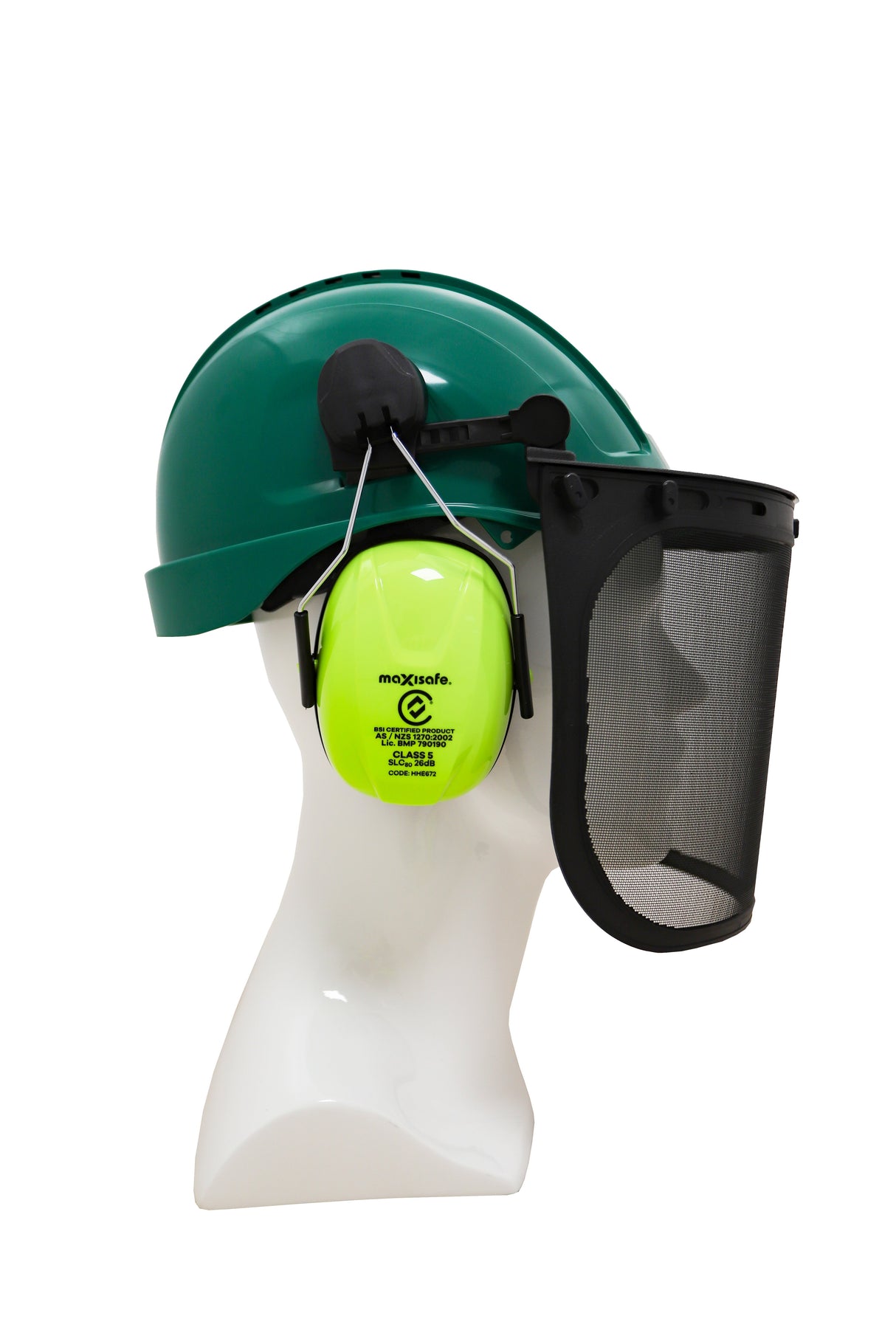 Forestry Kit - Green Helmet with Mesh Visor & Muff
