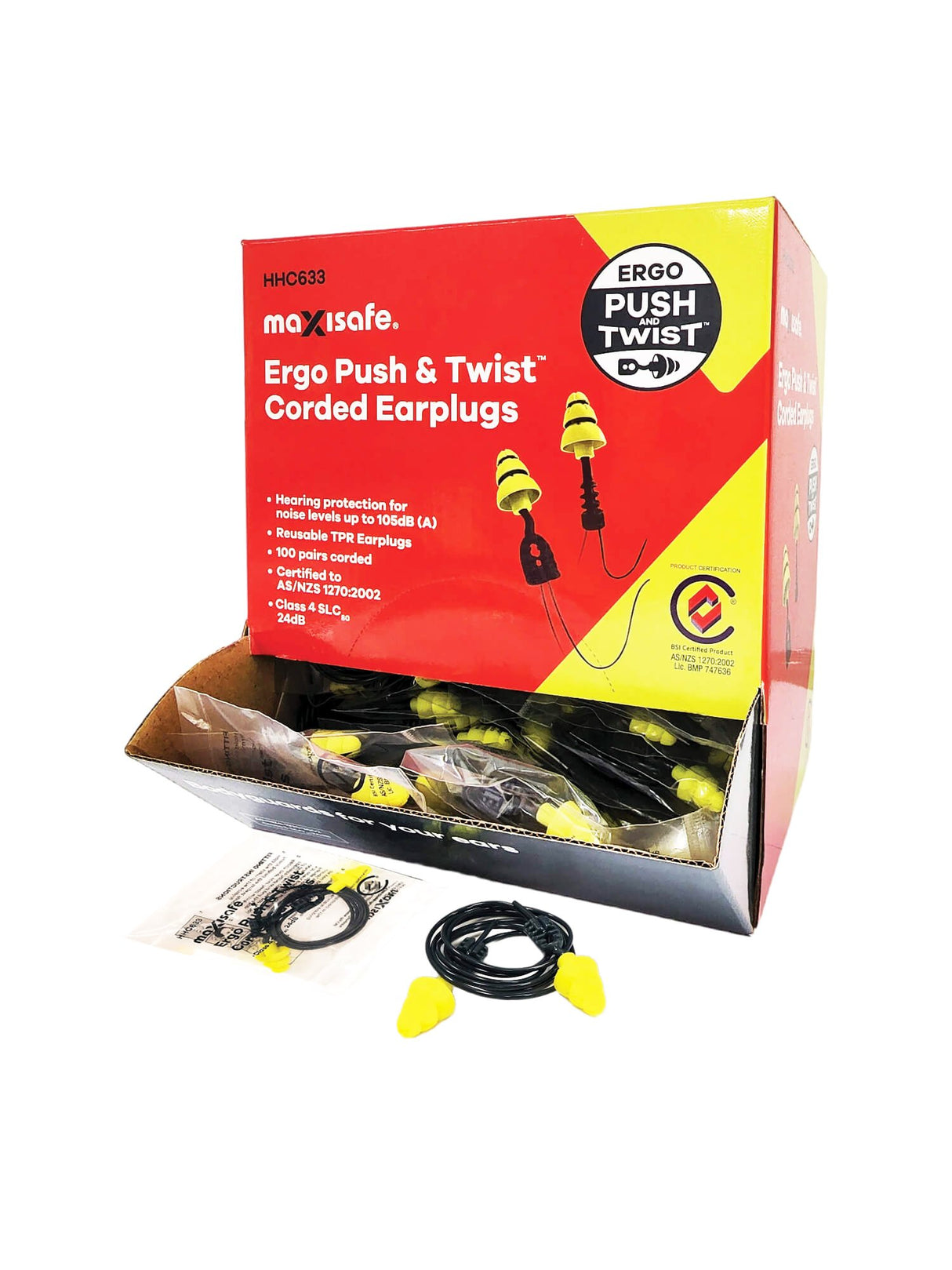 Ergo Push & Twist Corded Earplugs - Class 4
