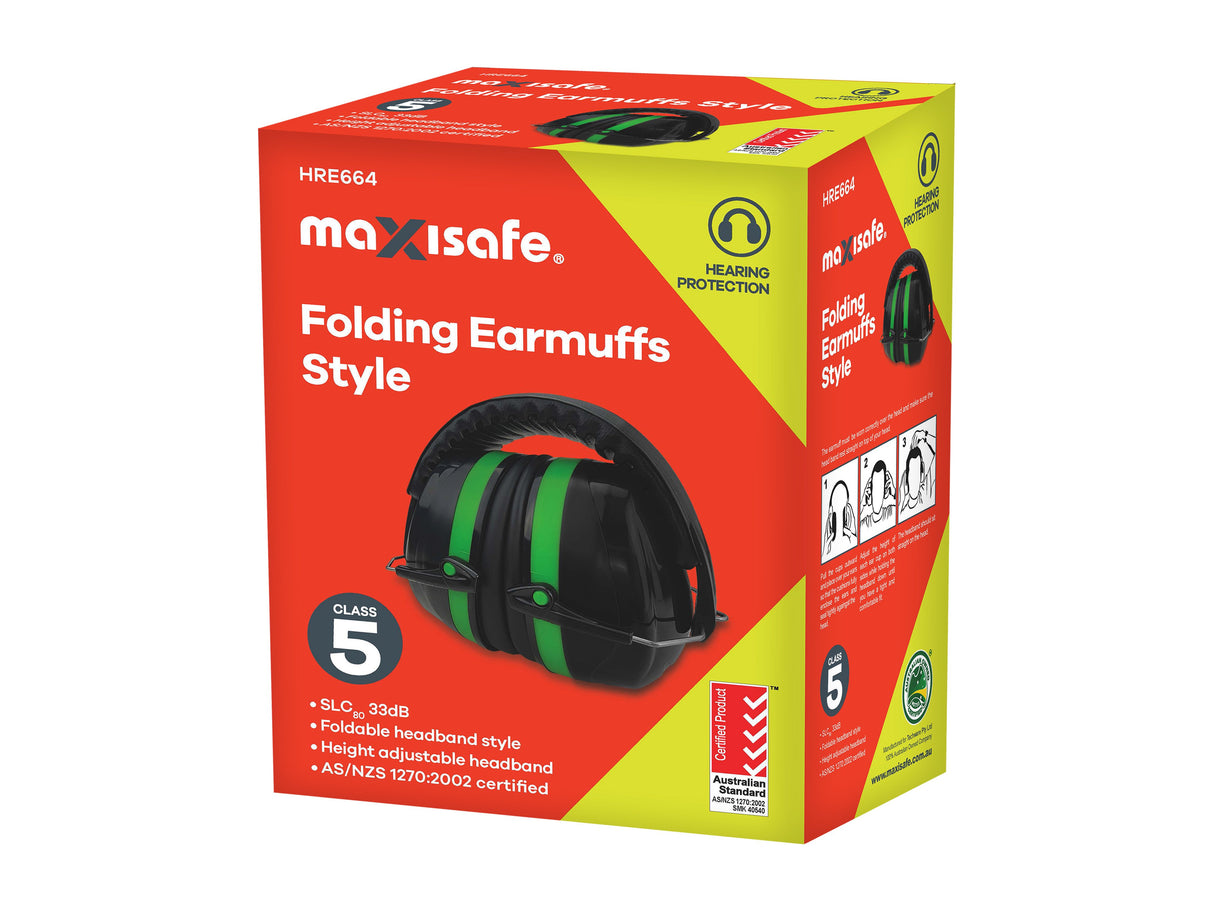 Folding Earmuff 33dB - Class 5 - Green - HRE664