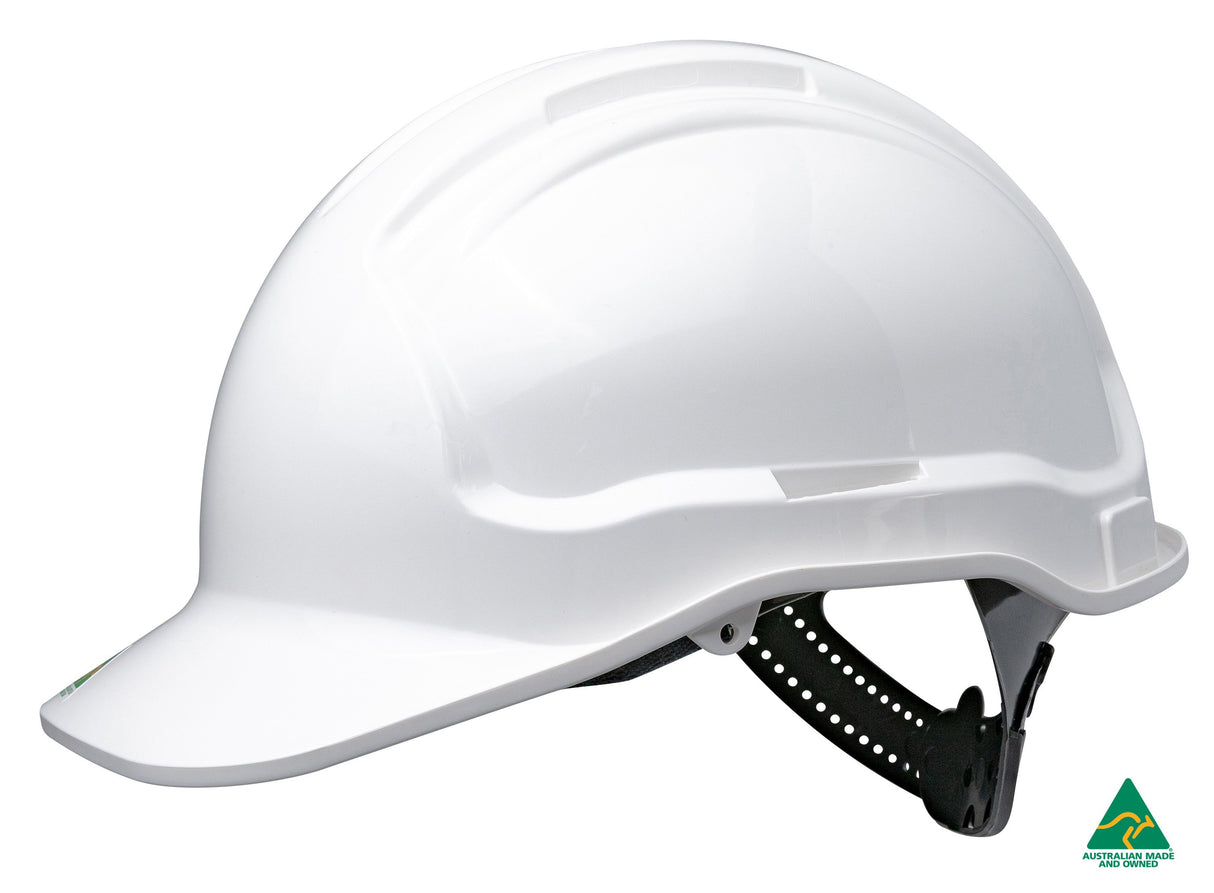 Tuffgard White Non-Vented Hard Hat - Polycradle Sliplock Harness