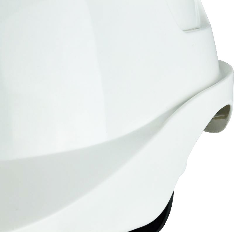 Maxisafe Long Peak White Vented Hard Hat, Ratchet Harness