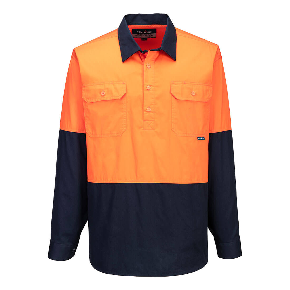 Canberra Hi-Vis Lightweight Contrast 1/2 Button Class D Shirt L/S
