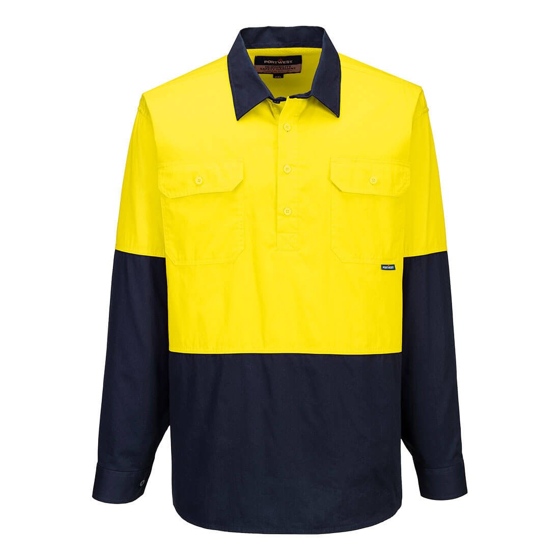 Canberra Hi-Vis Lightweight Contrast 1/2 Button Class D Shirt L/S
