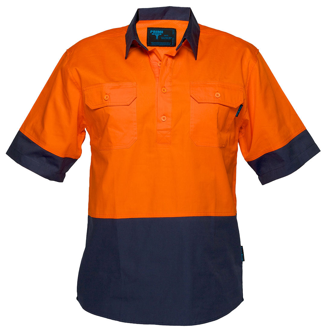 Canberra Hi-Vis Lightweight Contrast 1/2 Button Class D Shirt S/S