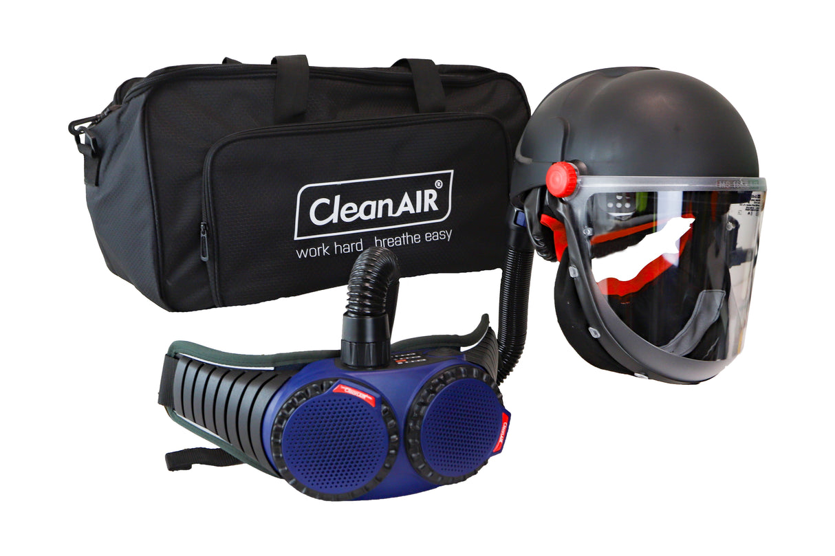 CleanAIR CA-40G Hard Hat w/ Cylindrical Visor & AerGO PAPR Kit