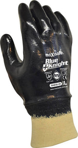 Blue Knight Nitrile Fully Dipped Gloves with Knit Wrist
