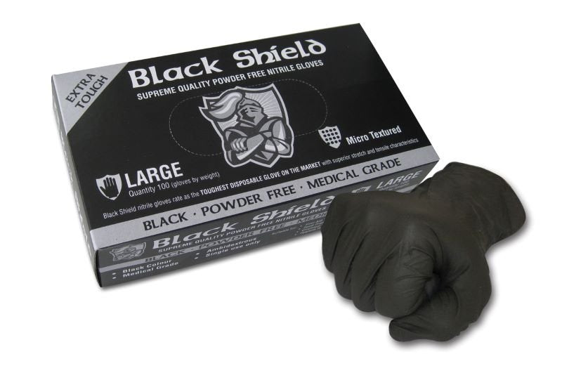 Black Shield Heavy Duty Disposable Nitrile Gloves, Powder Free