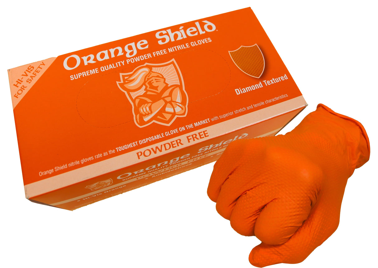 Orange Shield Heavy Duty Nitrile with Diamond Grip, Box 90