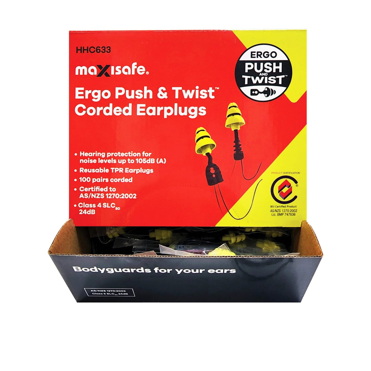 Ergo Push & Twist Corded Earplugs - Class 4