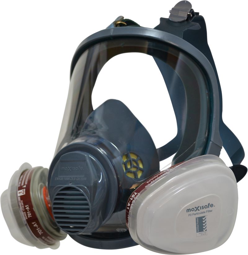 MaxiGuard Full Face Silicone Respirator with A1P2 Filter-Large