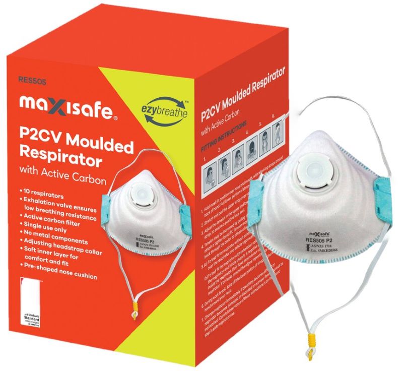 P2 Moulded Respirator with Carbon filter and Valve, box 10