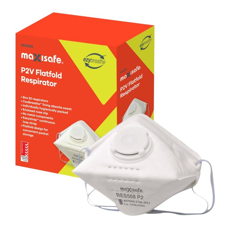 Maxisafe P2 Flat Fold Respirator w/ Valve – Box of 20 | Safety Direct